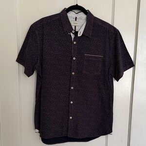 7 Diamonds Men's Navy + Pink Pattern Casual Button-Down Shirt